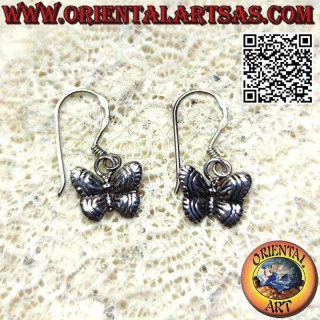 Boucles d'oreilles à levier en argent avec pendentif papillon