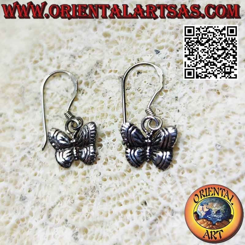 Boucles d'oreilles à levier en argent avec pendentif papillon