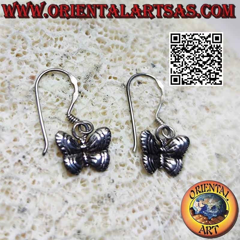 Pendientes de plata con colgante de mariposa
