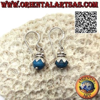 Orecchini in argento a monachella con sfera di turchese con cappuccio