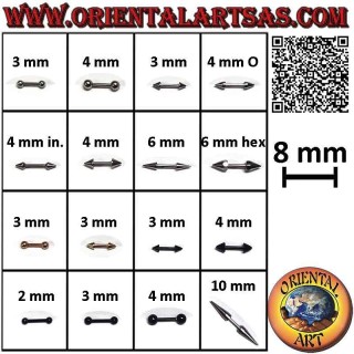 Straight barbell piercing in 8 mm x 1.2 mm thick surgical steel (316L)