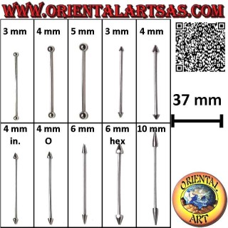 Gerades Barbell-Piercing aus Chirurgenstahl (316L) 37 mm x 1,2 mm dick