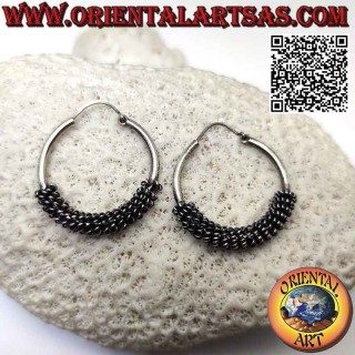 Pendientes de plata 925 ‰, círculos lisos de 30 con espirales enrolladas