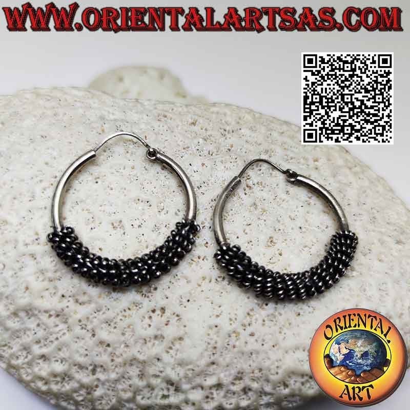 925 ‰ silver earrings, smooth circles of 30 with coiled spirals