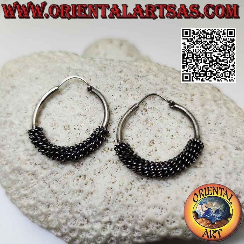 925 ‰ silver earrings, smooth circles of 30 with coiled spirals