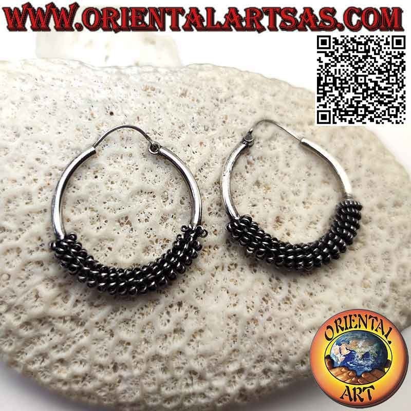 Boucles d'oreilles en argent 925‰, cercles lisses de 30 avec spirales enroulées