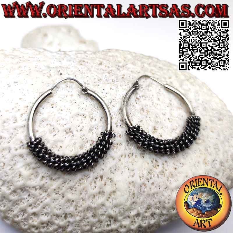 925 ‰ silver earrings, smooth circles of 30 with coiled spirals