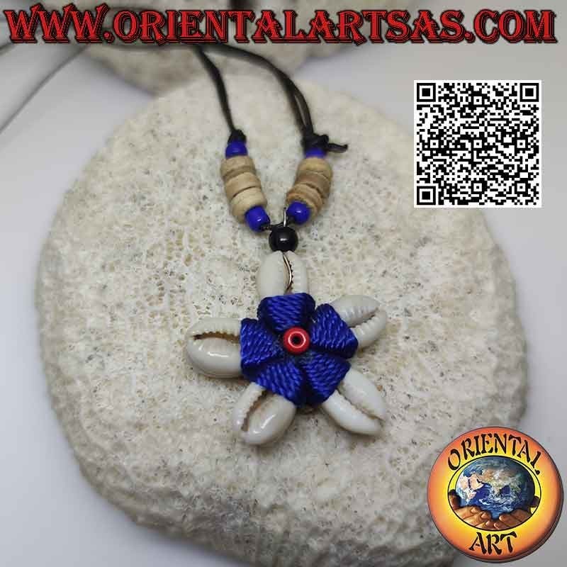 Collier étoile de Cauri cauris (symbole de fertilité) et nœuds coulants