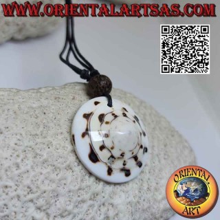 Necklace with round Gastropod shell and slip knots (A)