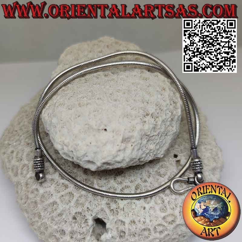Collana in argento 925 ‰ a maglia "snake" da 43 cm x 2,5 mm e gancio a palline