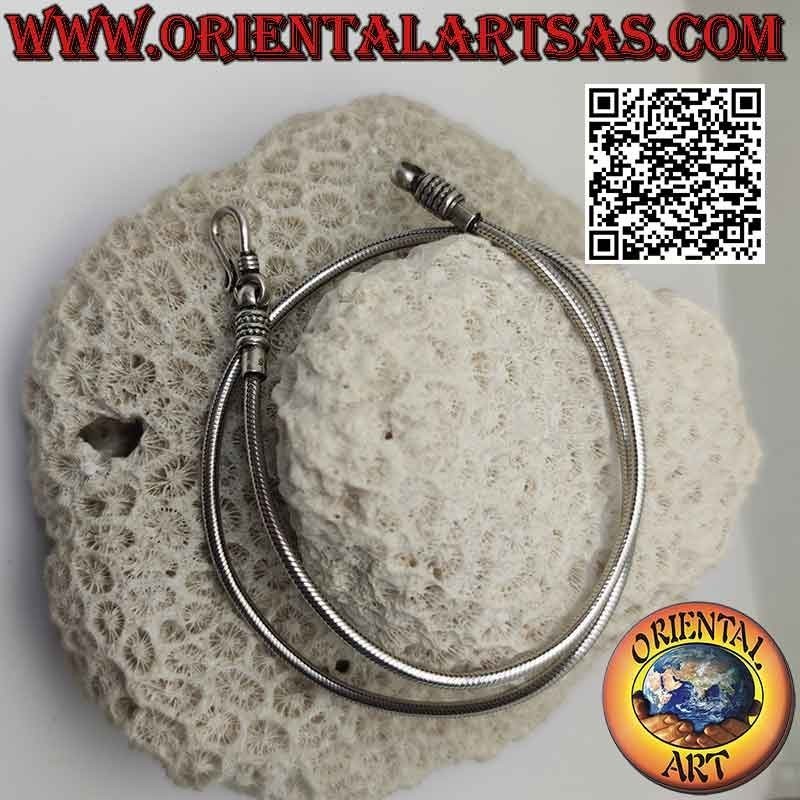 Collier maille "serpent" en argent 925‰ mesurant 43 cm x 2,5 mm et crochet boule