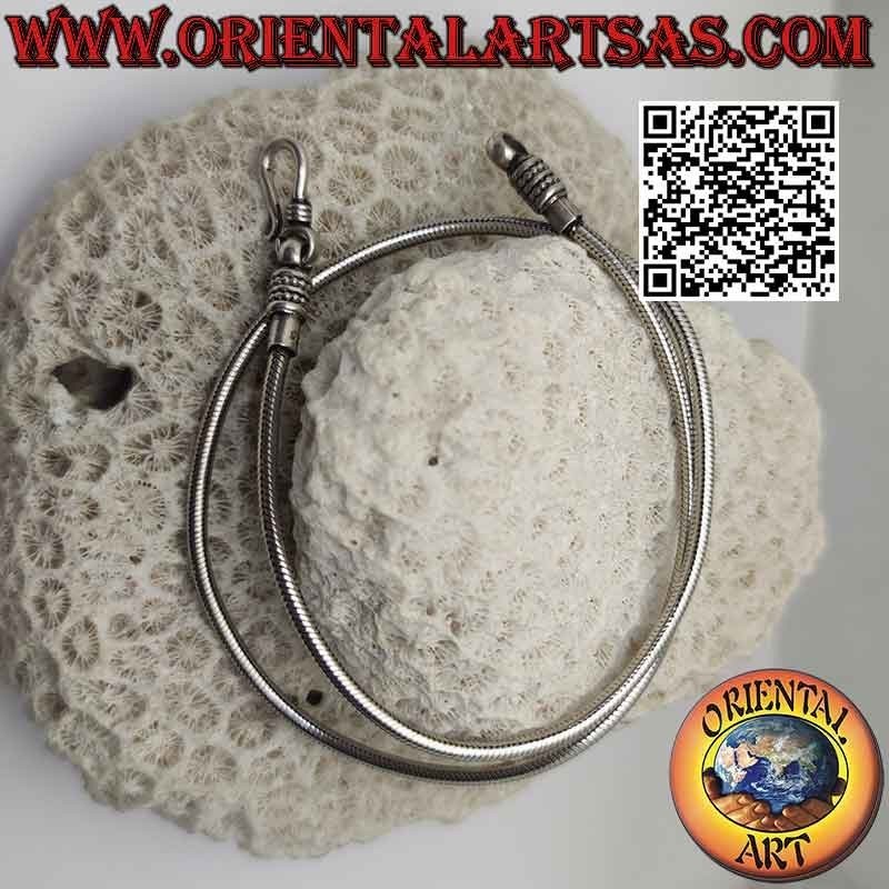 925 ‰ silver "snake" link necklace measuring 43 cm x 2.5 mm and ball hook