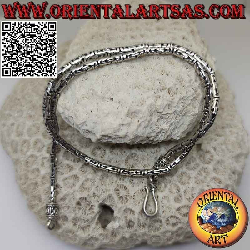 Collana in argento 925 ‰ a borobudur (maglia bizantina) da 40 cm x 3 mm (gancio a serpentina)