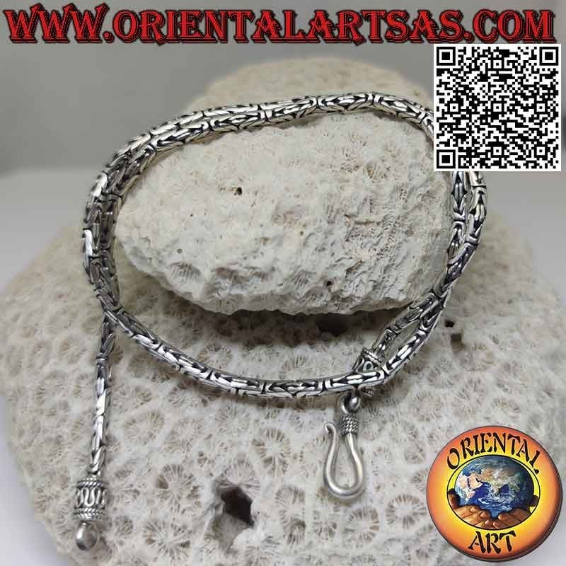 Borobudur (Byzantine link) 925 ‰ silver necklace 40 cm x 3 mm (serpentine hook)