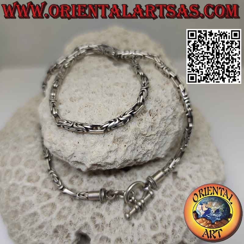 Collier en argent 925 ‰ Borobudur (lien byzantin) 41 cm x 3,5 mm (crochet en T)