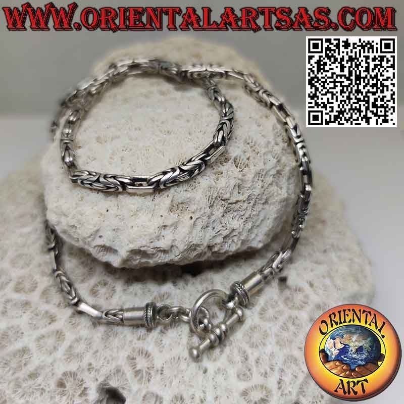 Borobudur (enlace bizantino) collar de plata 925 ‰ 41 cm x 3,5 mm (gancho en T)