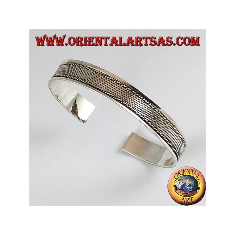 Bracciale d'argento rigido , disegno rete 