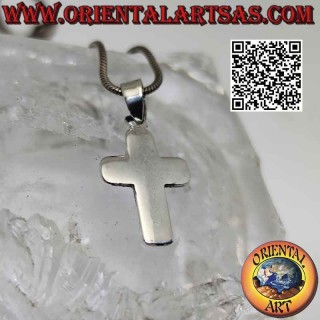 Ciondolo in argento croce latina cristiana piatta e liscia smussata (19*14)