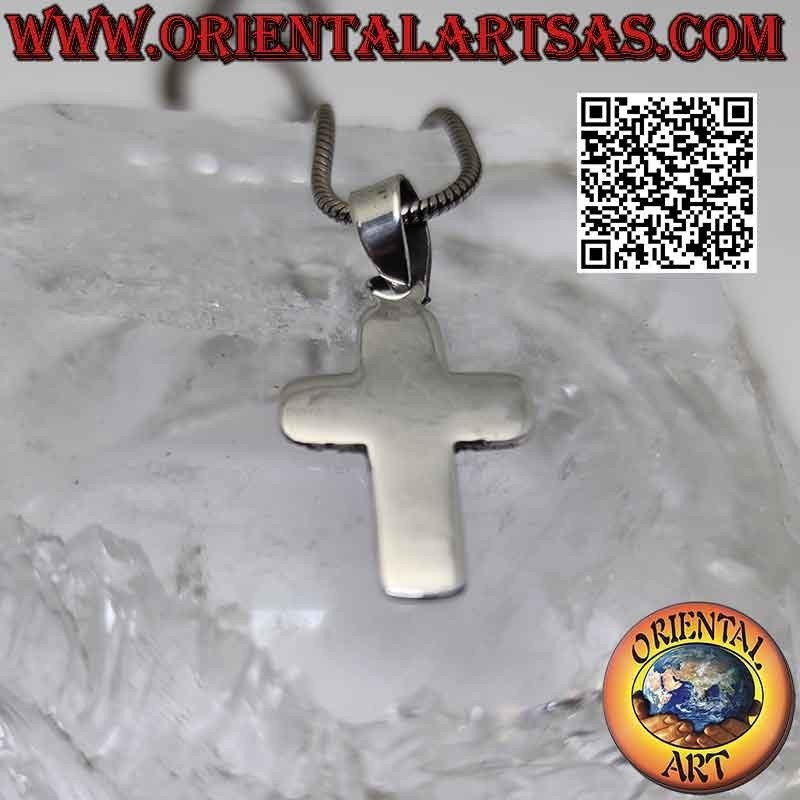Ciondolo in argento croce latina cristiana piatta e liscia smussata (19*14)