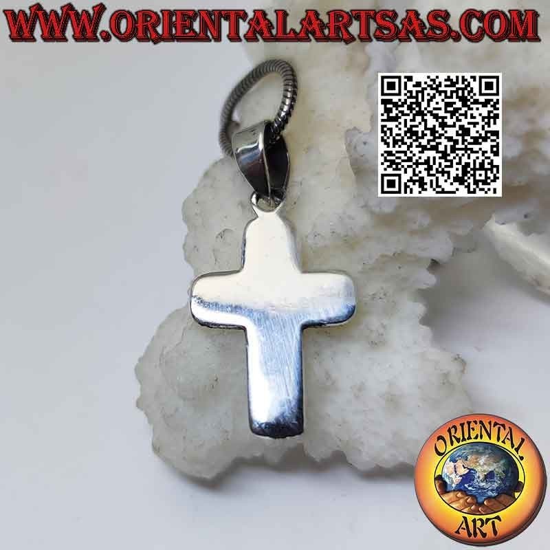 Ciondolo in argento croce latina cristiana piatta e liscia smussata (19*14)