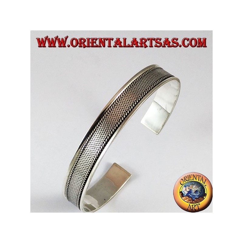 Bracciale d'argento rigido , disegno rete 