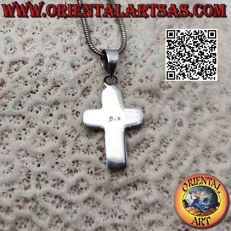 Ciondolo in argento croce latina cristiana piatta e liscia smussata (19*14)