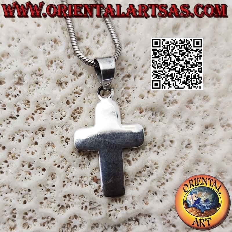 Colgante Cruz Cristiana Latina Plana Lisa Biselada Plata (19*14)