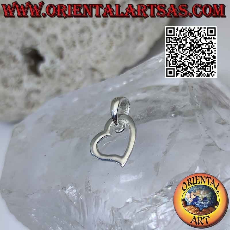 Silver pendant, contour of a thick smooth asymmetrical heart (d)