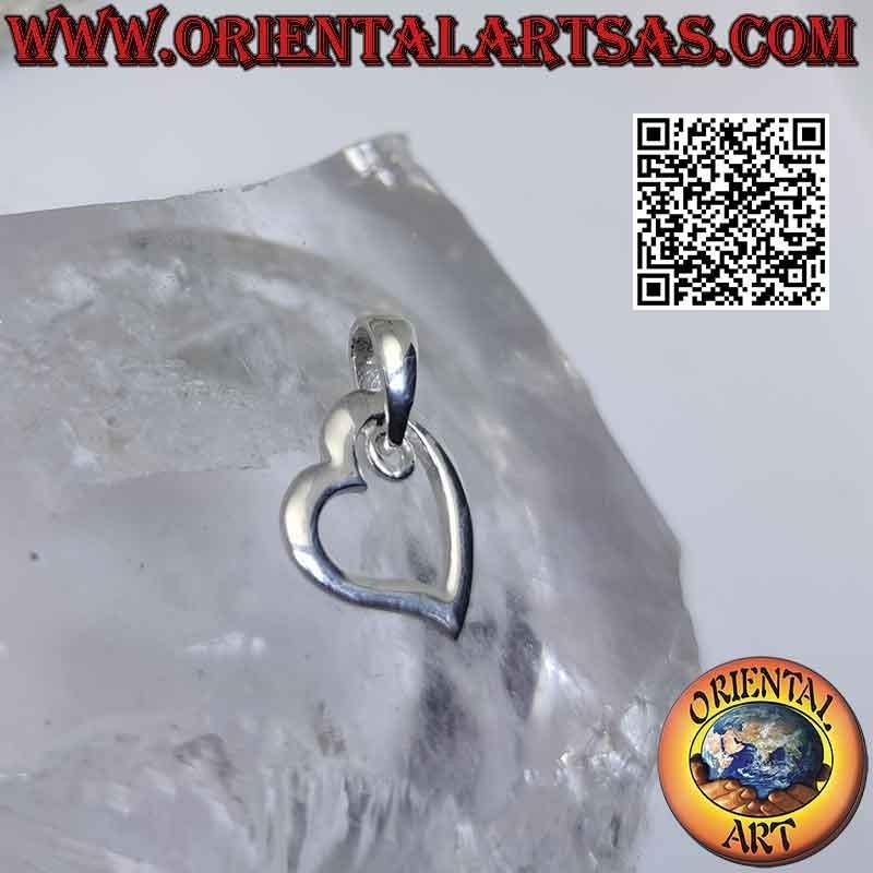 Ciondolo in argento, contorno di un cuore asimmetrico liscio spesso (d)