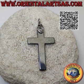 Pendentif Croix Chrétienne Hématite (42x26)