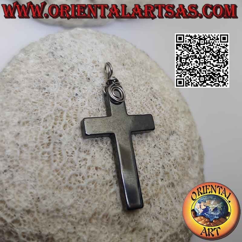 Colgante Cruz Cristiana Latina Hematites (42x26)