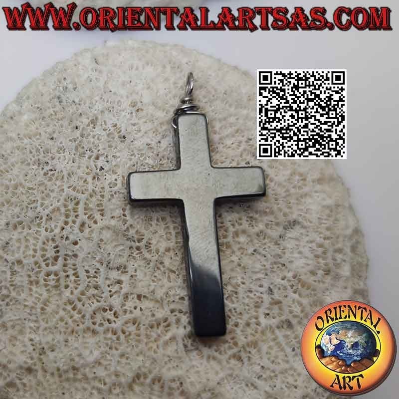 Pendentif Croix Chrétienne Hématite (42x26)