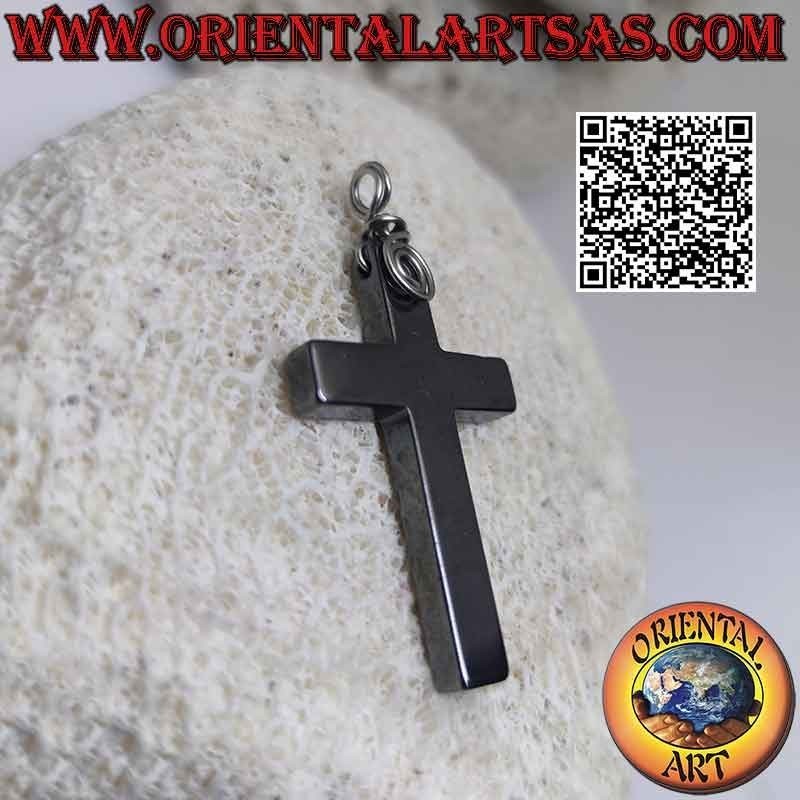 Pendentif Croix Chrétienne Hématite (42x26)