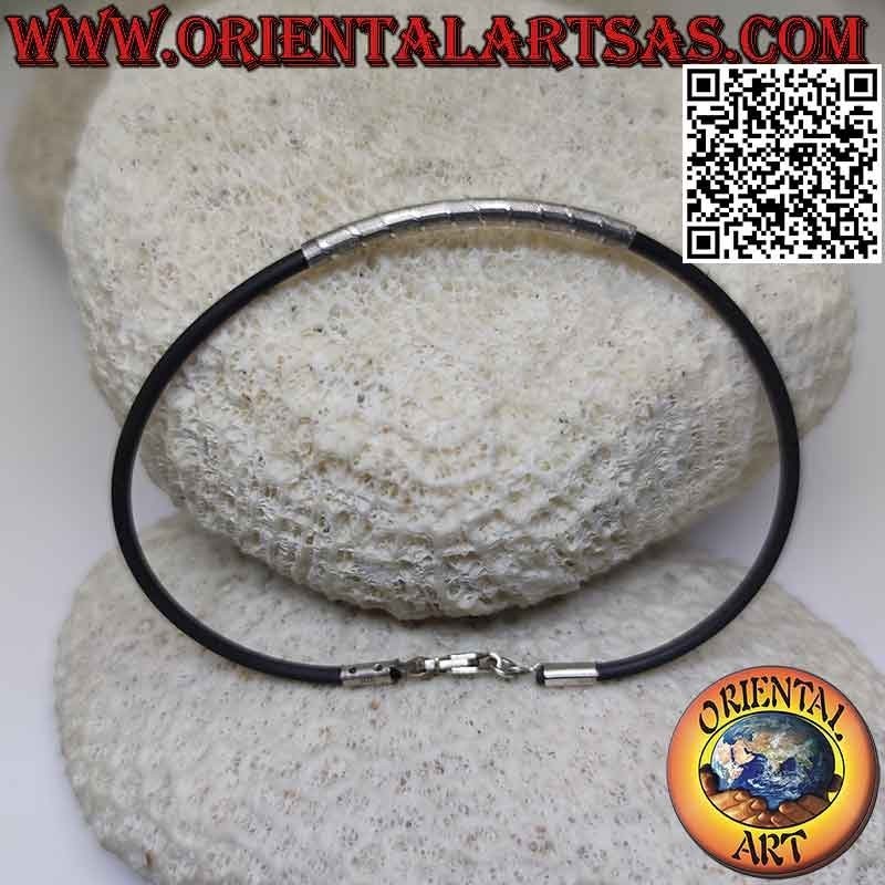 Pulsera de hilo de caucho con inserto central y cierre de plata 925 ‰