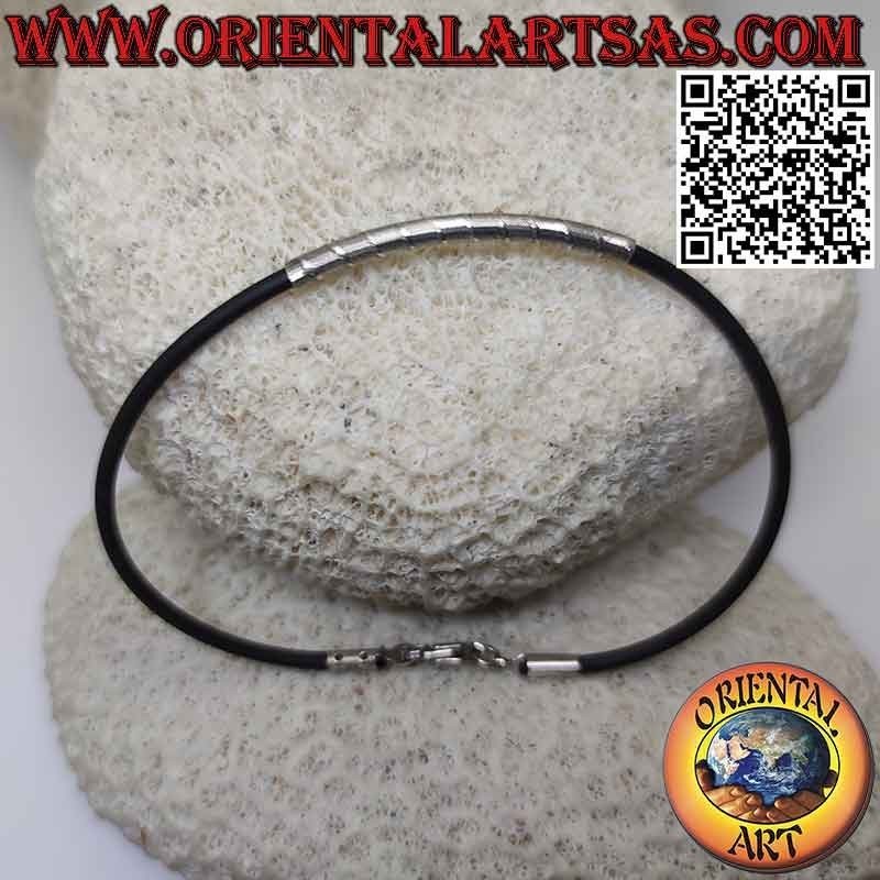 Pulsera de hilo de caucho con inserto central y cierre de plata 925 ‰