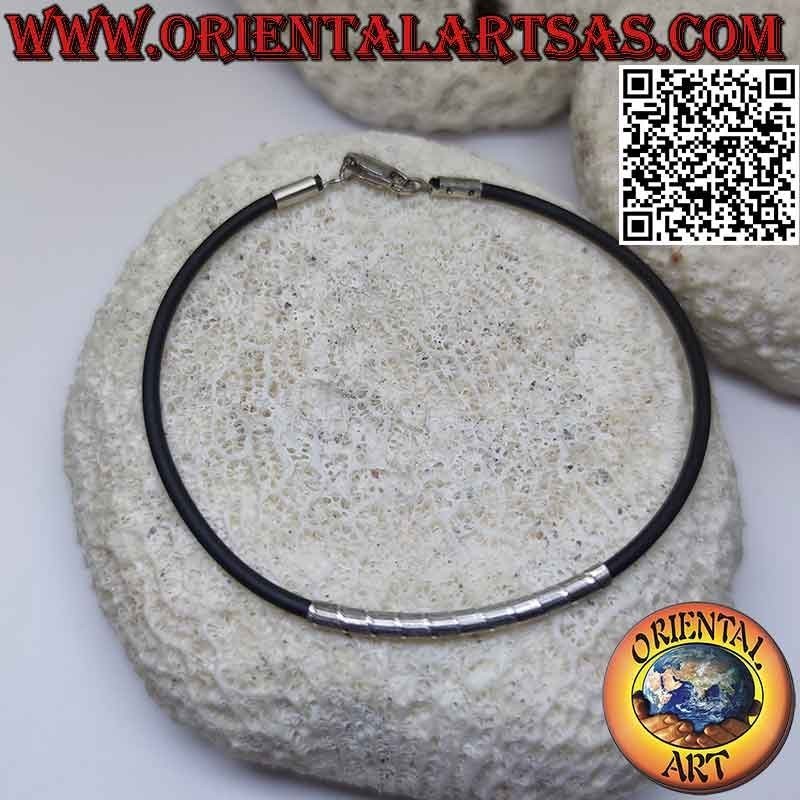 Pulsera de hilo de caucho con inserto central y cierre de plata 925 ‰