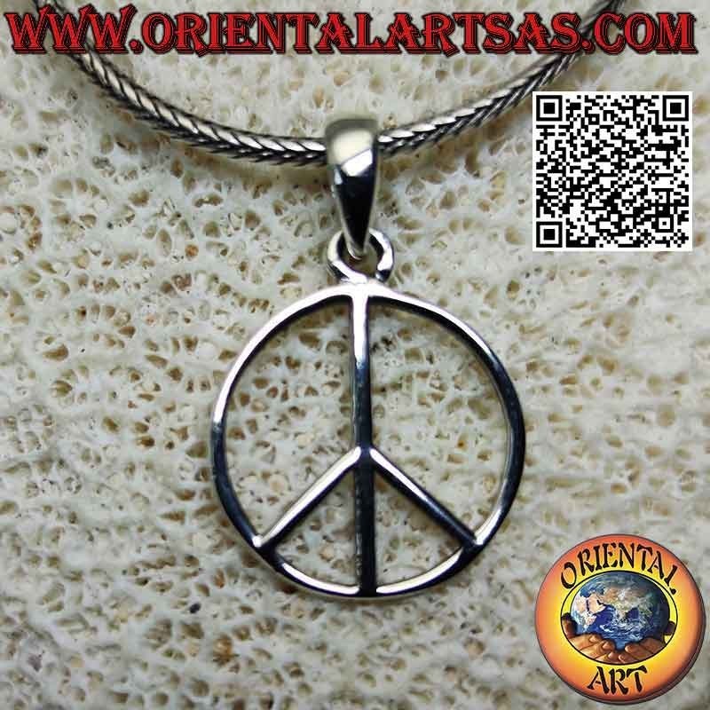 Pendentif en argent en forme de symbole de paix lisse et fin (Ø 19 mm.)