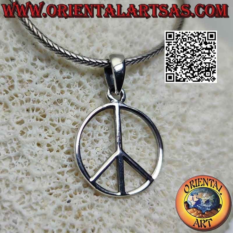 Pendentif en argent en forme de symbole de paix lisse et fin (Ø 19 mm.)