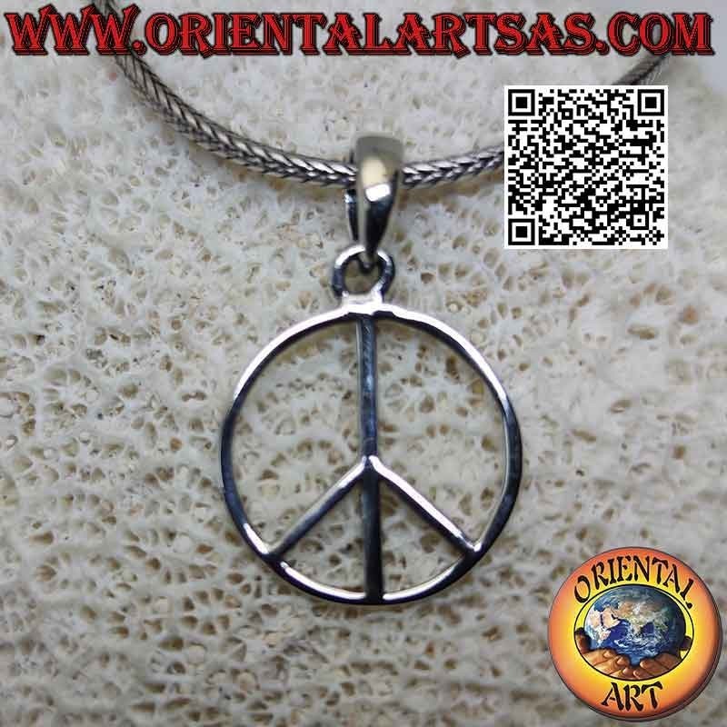 Ciondolo in argento a forma di simbolo della pace liscio e sottile (Ø 19 mm.)