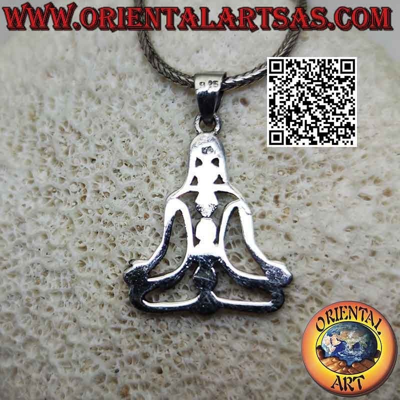 Colgante de plata, Buda en meditación (yoga) con los 7 chakras desbloqueados