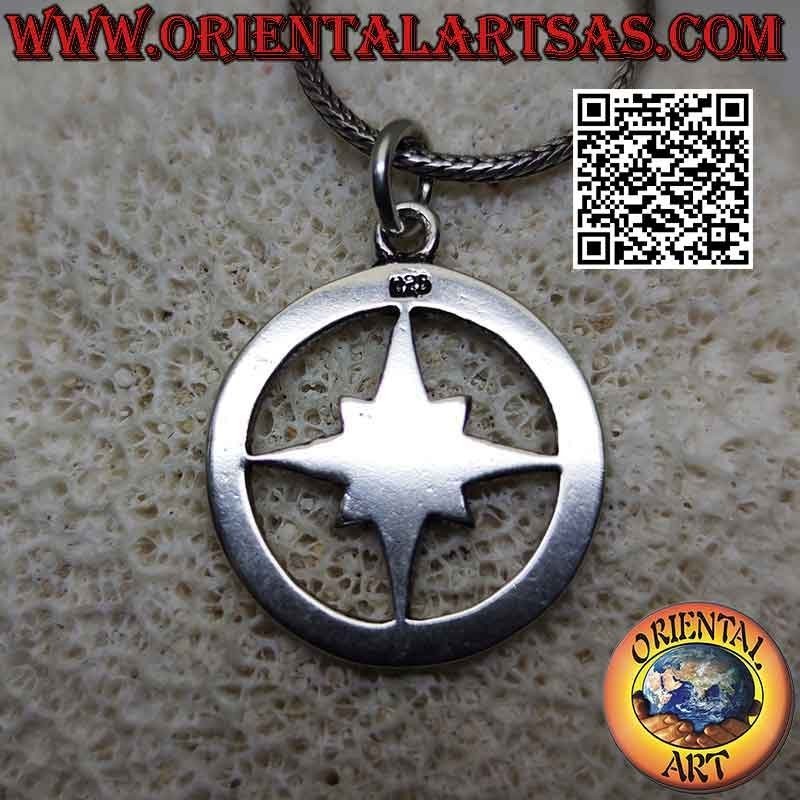 Pendentif simple rose des vents (boussole) en argent