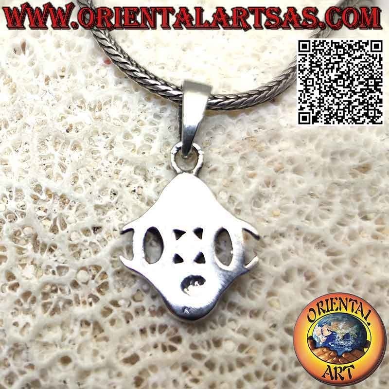 Ciondolo in argento, simbolo della luna triplice dea (wicca) con onice e madreperla opposte (luce e oscurità)