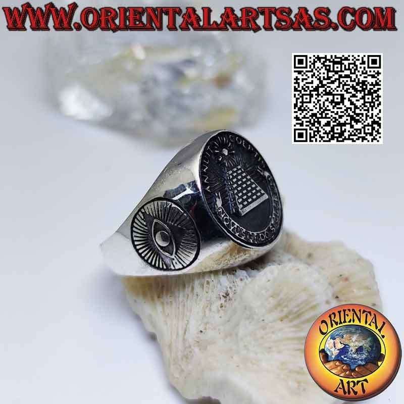 Anello in argento liscio con "The Great Seal" (simbolo del Dollaro)