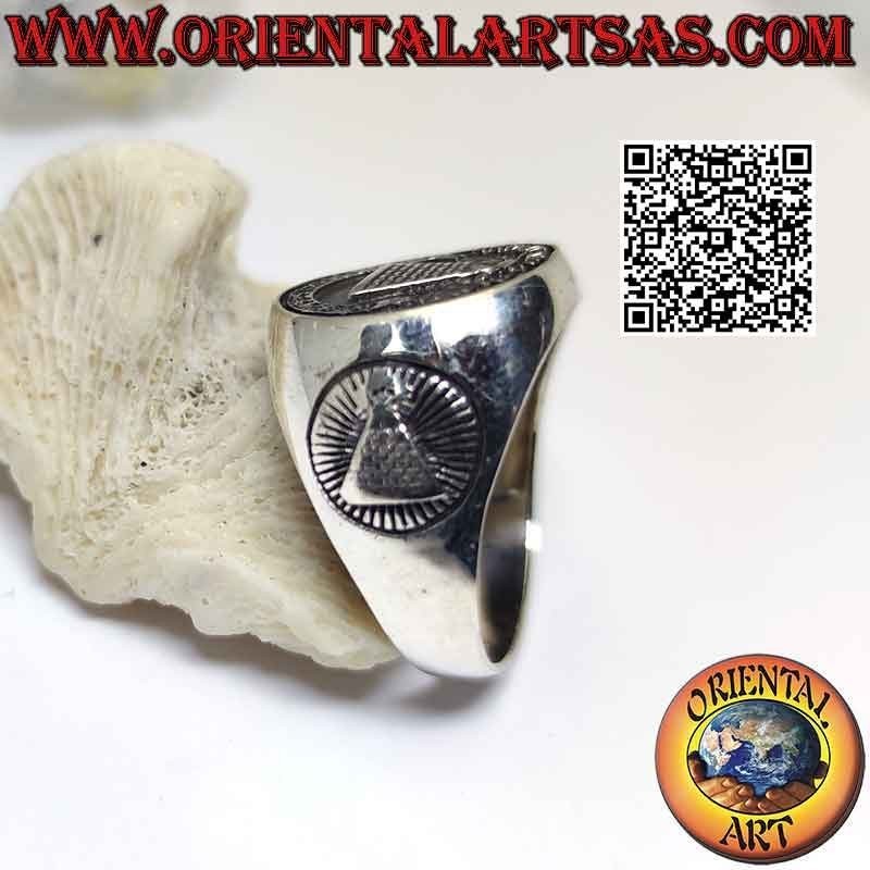 Anillo de plata lisa con "El Gran Sello" (signo de dólar) bajorrelieve