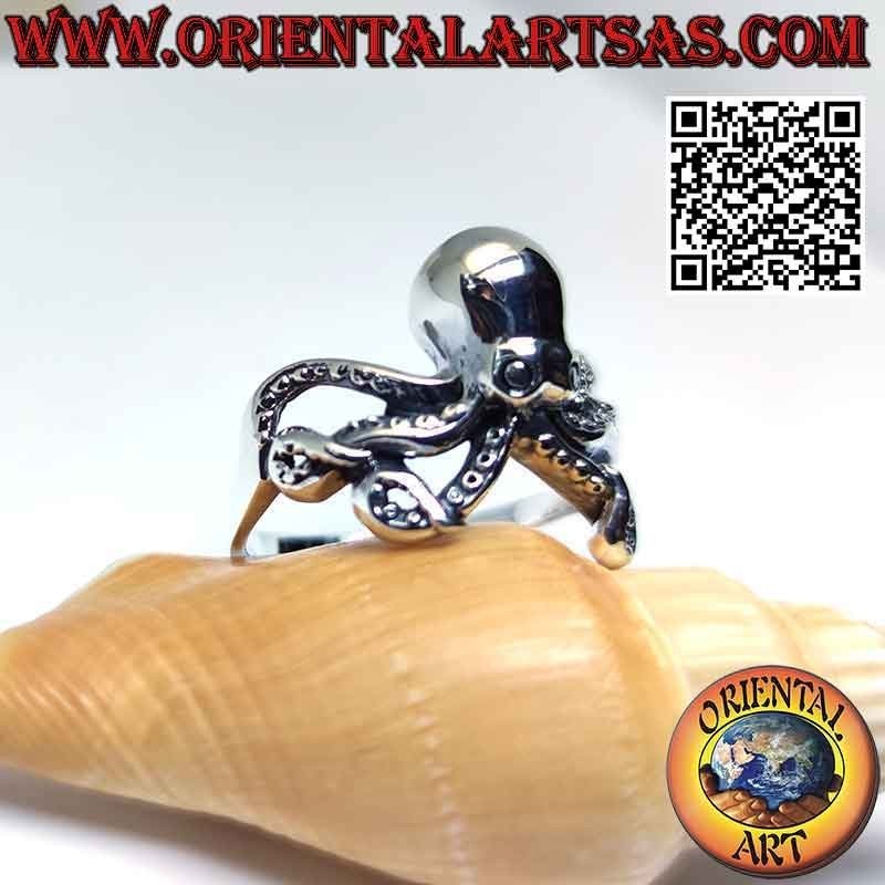 Anillo de plata, pulpo (pulpo) o pulpo liso