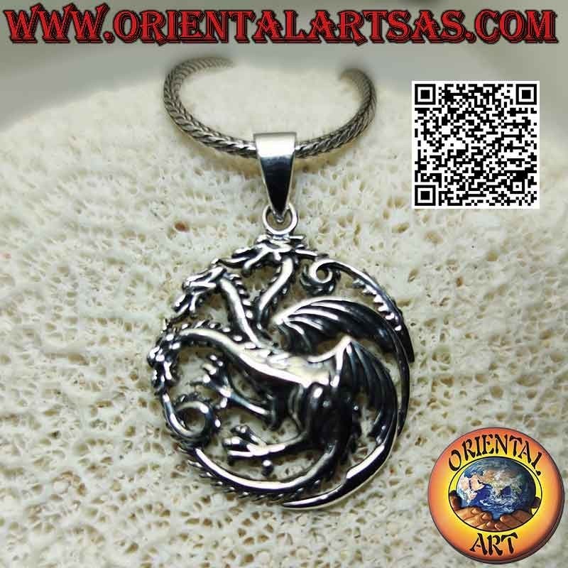 Ciondolo in argento, emblema della casata nobiliare Targaryen (Il Trono Di Spade)
