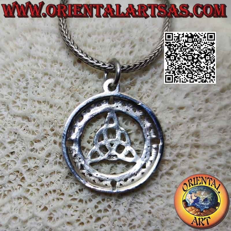 Silver pendant tyrone knot (Triquetra) in the circle of Celtic weaves