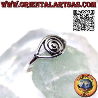 Smooth silver ring in the shape of an eye with a spiral pupil