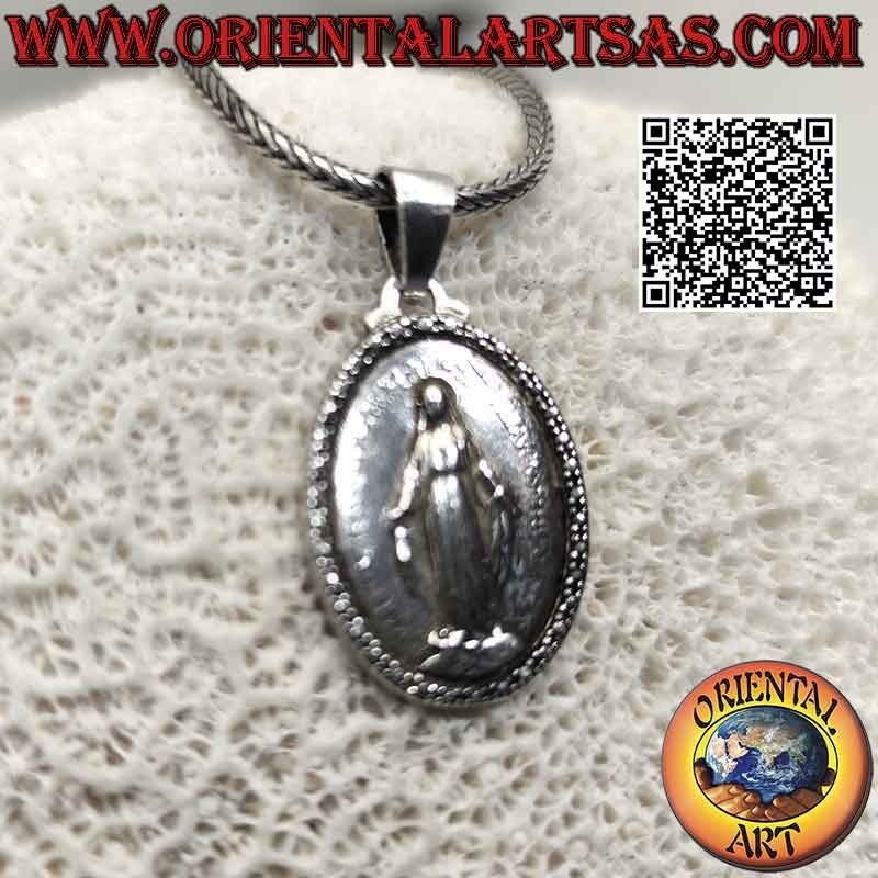 Silver pendant, Miraculous Medal (or Madonna delle Grazie medal, or Immaculate Conception medal)