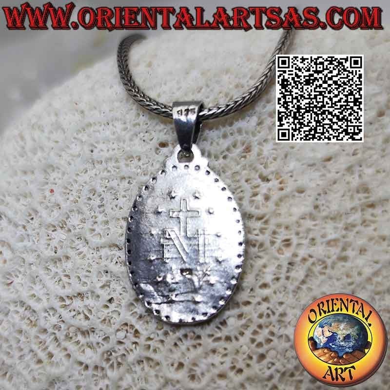 Silver pendant, Miraculous Medal (or Madonna delle Grazie medal, or Immaculate Conception medal)